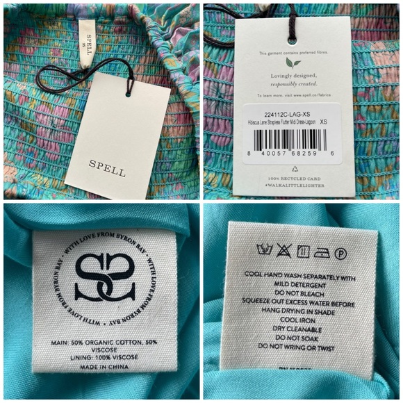 SPELL Hibiscus Lane Strapless Flutter Midi Dress Organic 
Lagoon Floral Print - Picture 11 of 17